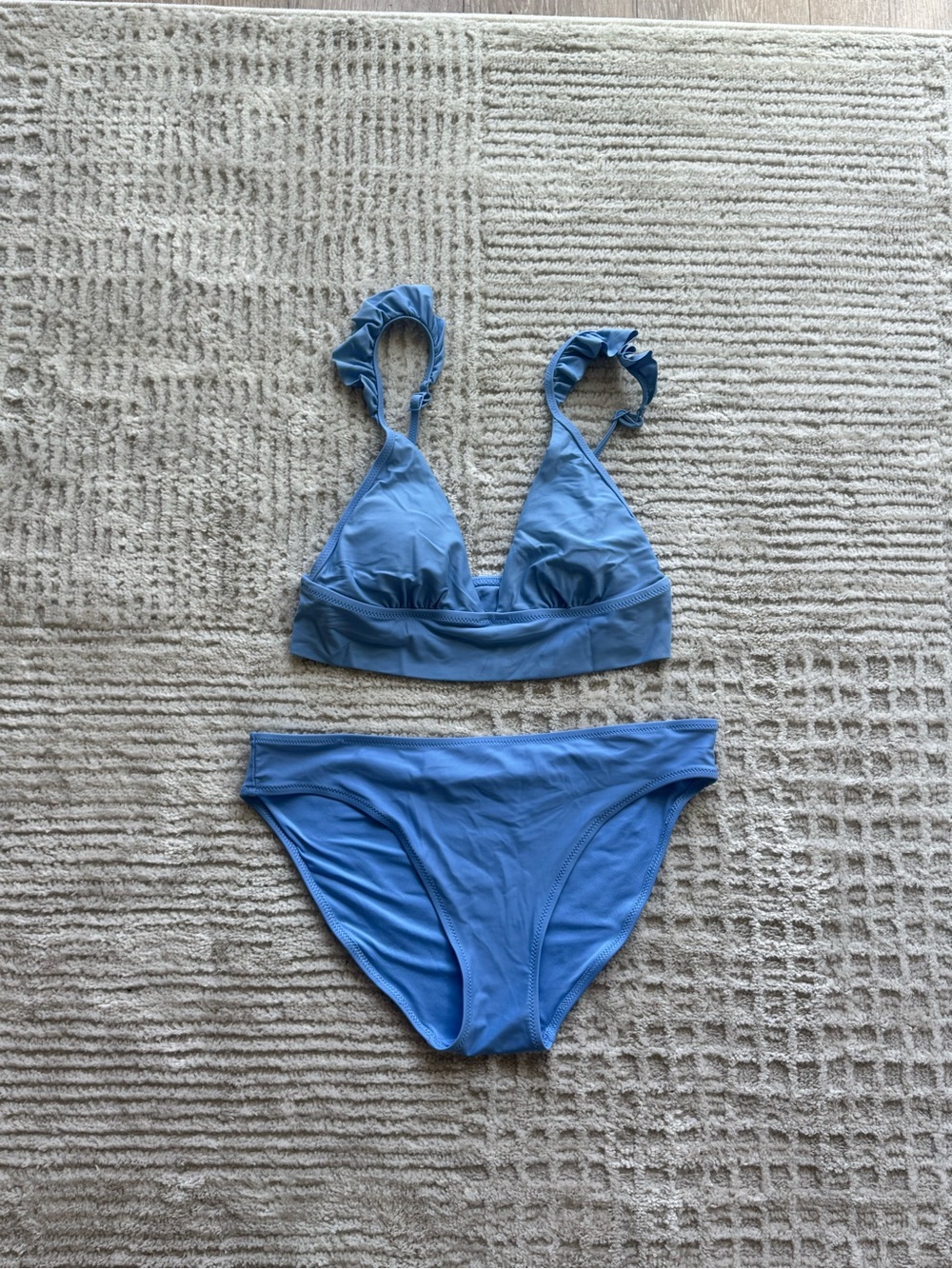 aerie Blue Ruffle Strap Bikini Set